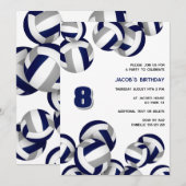 Blauw Grijs Volleyballen Verjaardag of Team Party Kaart (Voorkant / Achterkant)