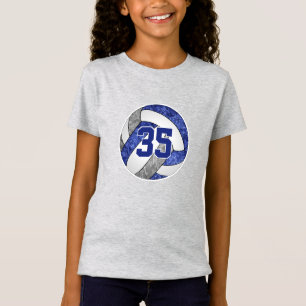 blauw grijs volleybalteam kleuren meisjes jrsy num t-shirt