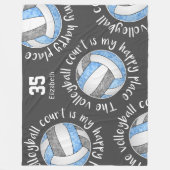 Blauw grijs volleybalveld haar gelukkige plaats fleece deken (Voorkant)