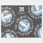 Blauw grijs volleybalveld haar gelukkige plaats fleece deken (Voorkant (Horizontaal))
