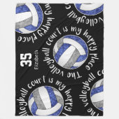 Blauw grijs volleybalveld happy place mantra fleece deken (Voorkant)