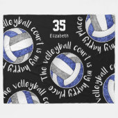 Blauw grijs volleybalveld happy place mantra fleece deken (Voorkant (Horizontaal))