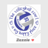 Blauw Grijs Volleybalveld Mijn Gelukkige Plaats Sticker (Vel)