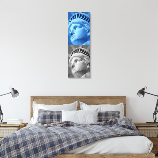 Blauw Grijs Vrijheidsbeeld Verpakt Canvas (Insitu (Slaapkamer))