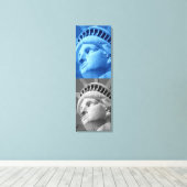Blauw Grijs Vrijheidsbeeld Verpakt Canvas (Insitu (Houten vloer))
