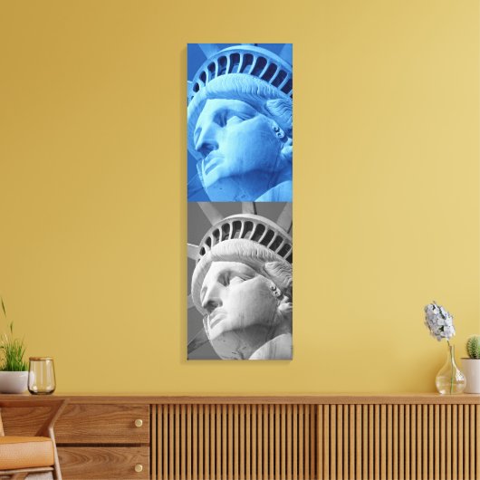 Blauw Grijs Vrijheidsbeeld Verpakt Canvas (Insitu (Woonkamer))