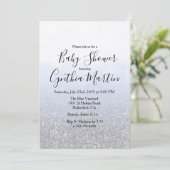 Blauw Grijs Waterverf Baby shower Invitation Kaart (Staand voorkant)