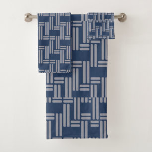 Blauw grijs weespatroon Japanse stijl Bad Handdoek