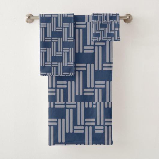 Blauw grijs weespatroon Japanse stijl Bad Handdoek (Insitu)