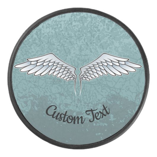 Blauw-grijs Wings Hockey Puck (Voorkant)