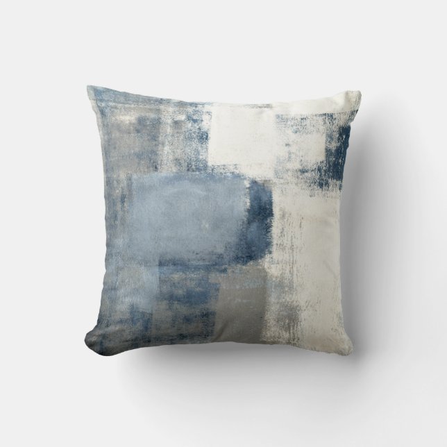 Blauw/grijs/wit Abstract decor Pillow Kussen (Voorkant)
