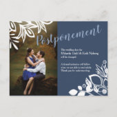 Blauw grijs, wit bruiloft aankondiging foto briefkaart (Voorkant)