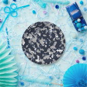 Blauw Grijs Wit Camouflage Camo Patroon Feest Papieren Bordje (Feest)