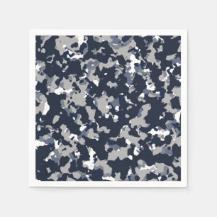 Blauw Grijs Wit Camouflage Camo Patroon Feestje Servet