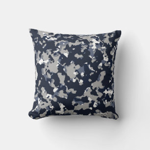 Blauw Grijs Wit Camouflage Camo Patroon Kussen