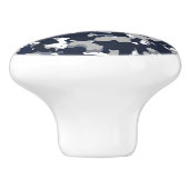 Blauw grijs wit Camouflage Camopatroon Keramische Knop (Zijkant)