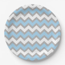 Blauw Grijs Wit Chevron baby shower decor