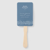 Blauw grijs wit fleur de lis kunst bruiloft progra handwaaier (Voorkant)