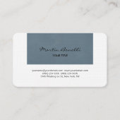 Blauw grijs wit handschrift klassiek minimalistisc visitekaartje (Voorkant)