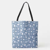 Blauw Grijs Wit Liberty Bloemmotief Elegante Pop Tote Bag (Voorkant)