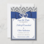 Blauw, Grijs, Wit Liefdesharten Foto Save the Date (Voorkant)