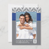 Blauw, Grijs, Wit Liefdesharten Foto Save the Date (Achterkant)