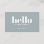 Blauw Grijs Wit Minimal Hallo Visitekaartje (Voorkant)