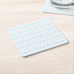 Blauw Grijs Wit Pastel Deco Patroon Schattige Fun  Kartonnen Onderzetters