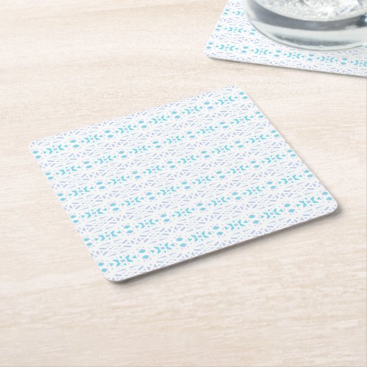Blauw Grijs Wit Pastel Deco Patroon Schattige Fun Kartonnen Onderzetters (Schuin)
