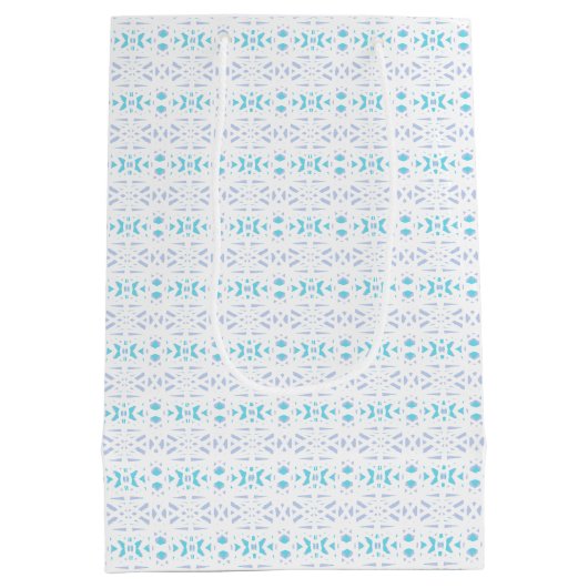 Blauw grijs wit pastel deco Pattern Baby Gift Medium Cadeauzakje (Achterkant)