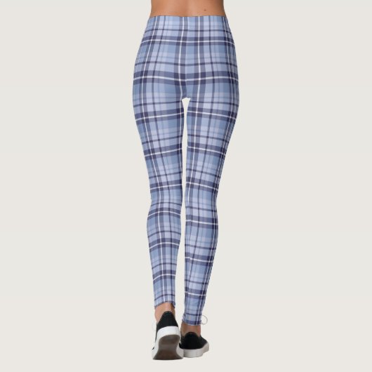 Blauw/Grijs/Wit Plaid Vrouwen Leggings (Achterkant)