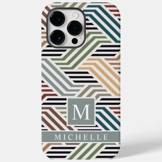  Blauw Grijs Wit Streep Geometrisch Case-Mate iPhone Case (Achterkant)