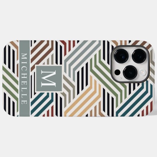  Blauw Grijs Wit Streep Geometrisch Case-Mate iPhone Case (Achterkant (horizontaal))