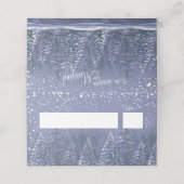 Blauw grijs wit winter pijnbomen bruiloft escort plaatskaartje (Buitenkant ongevouwen)