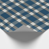 Blauw Grijs Witte Buffalo Check Cadeaupapier (Hoek)