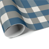 Blauw Grijs Witte Buffalo Check Cadeaupapier (Rol Hoek)