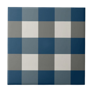 Blauw Grijs Witte Buffalo Check Tegeltje