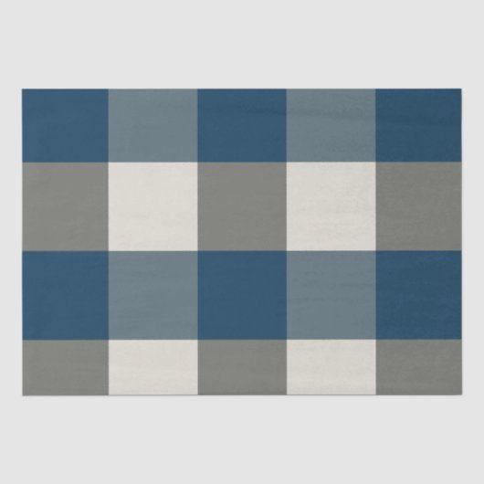 Blauw Grijs Witte Buffalo Check Tissuepapier (Voorkant)