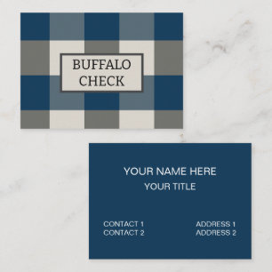 Blauw Grijs Witte Buffalo Check Visitekaartje