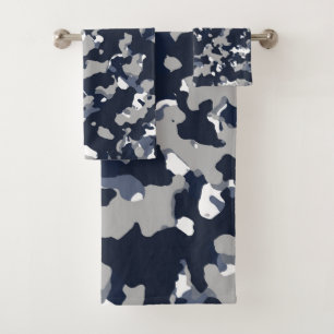 Blauw Grijs Witte Camouflage Camo Patroon Bad Handdoek
