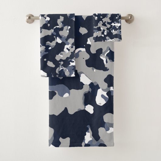 Blauw Grijs Witte Camouflage Camo Patroon Bad Handdoek (Insitu)