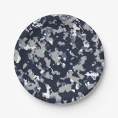 Blauw Grijs Witte Camouflage Camo Patroon Feest Papieren Bordje (Voorkant)