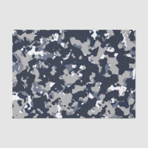 Blauw Grijs Witte Camouflage Camo Patroon Feest Tissuepapier