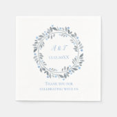 Blauw Grijs Witte Monogram Bloemige Bruiloft  Servet (Voorkant)