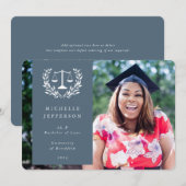 Blauw-grijs + witte schalen Laurel Wreatfoto Aankondiging (Voorkant / Achterkant)