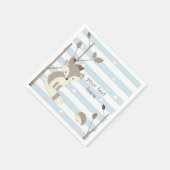 Blauw Grijs Woodland Fox Papier Servetten (Hoek)