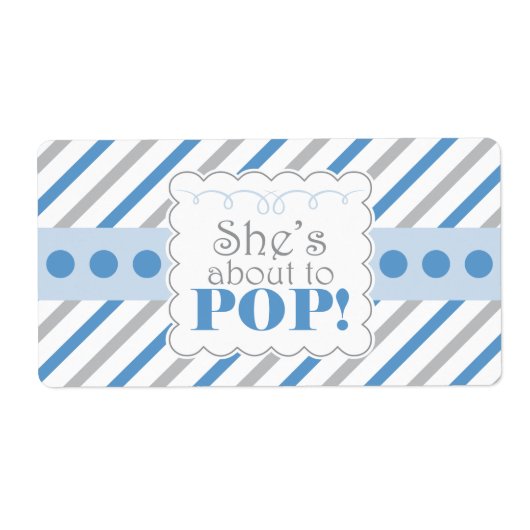 Blauw & Grijs Ze staat op het punt om waterfleseti Etiket (Voorkant)