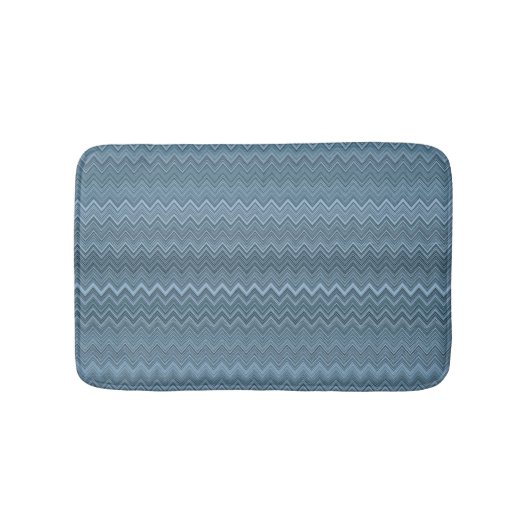 Blauw Grijs Zigzag Golfpatroon Badmat (Voorkant)