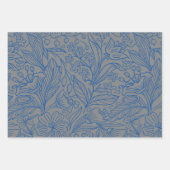 Blauw Grijs Zilver Modern Floral Wrapping Paper (Voorkant 2)