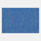 Blauw Grijs Zilver Modern Floral Wrapping Paper (Voorkant)